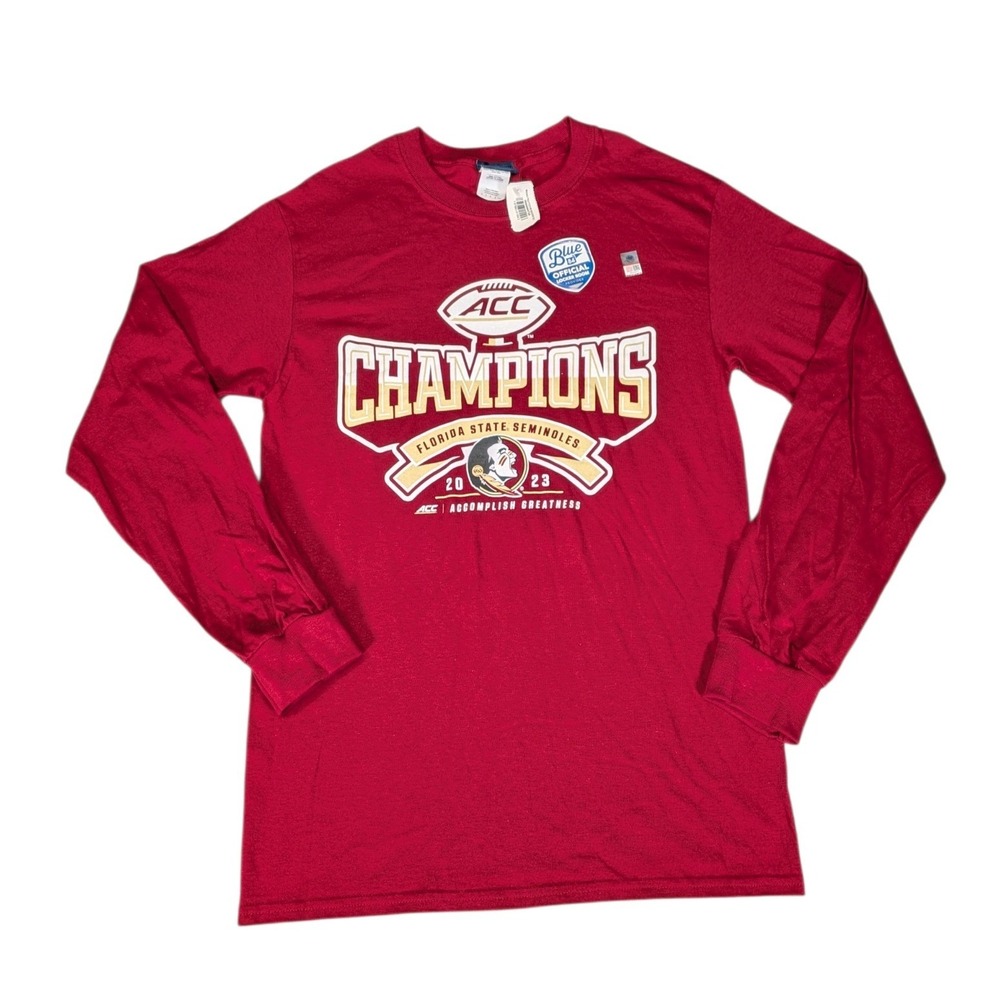 Blue 84 Florida State Seminoles 2023ACC Champions Long Sleeve Shirt Garnet L Tag